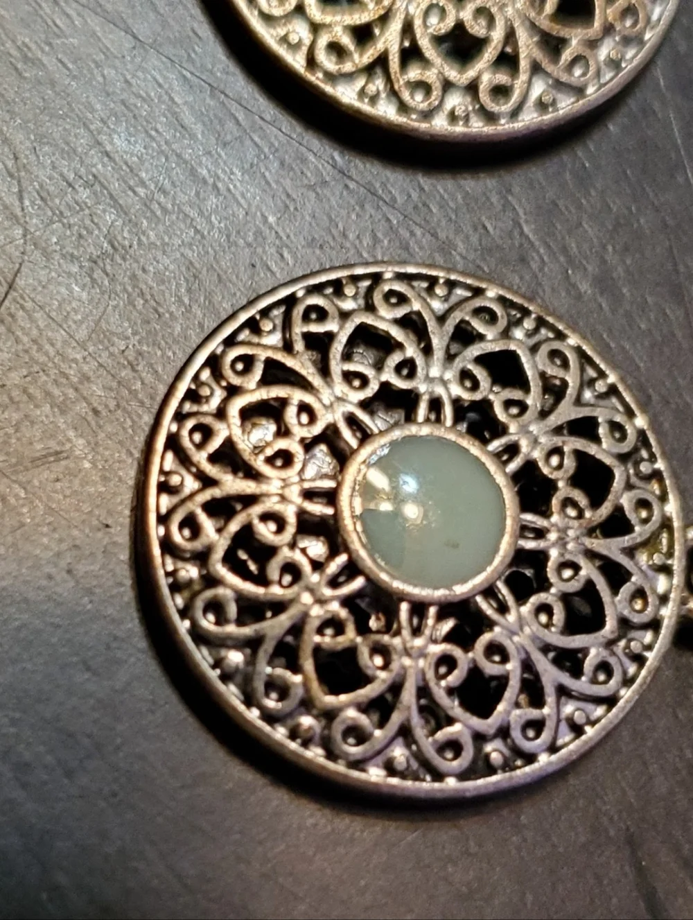 Faux Silver Pierced Earrings With‎ Blue Stone Jewelry Women Preowned